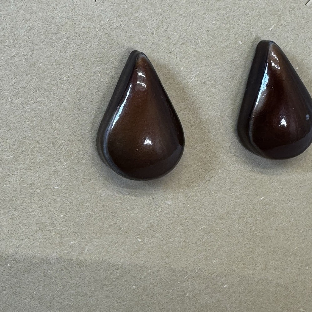 Brown/Bronze Heavy Tear‎ Drop Metal Stud Earrings
